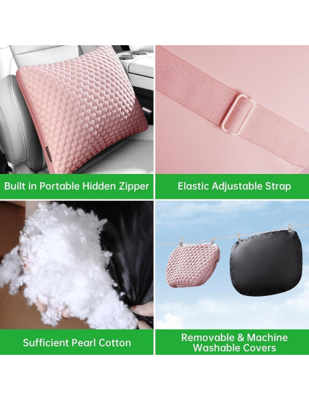 Almohada de Soporte Lumbar y Reposacabezas DOMAL Rosa