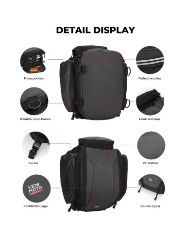 Bolsa de Cola KEMIMOTO para Motocicleta 18-22L Expandible