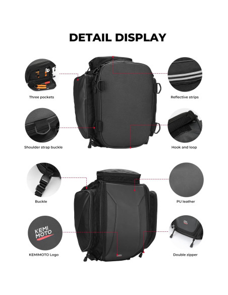 Bolsa de Cola KEMIMOTO para Motocicleta 18-22L Expandible