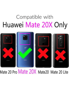 Funda billetera Huawei Mate 20X cuero negro con soporte 2