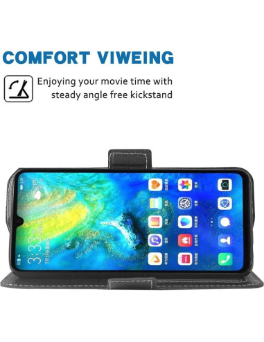 Funda billetera Huawei Mate 20X cuero negro con soporte
