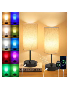 Lámpara de Mesa Ascher 2 Piezas RGB Regulable con USB