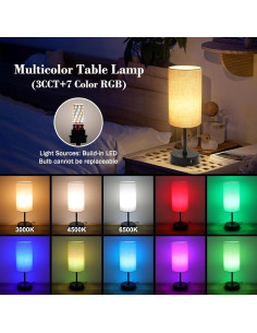 Lámpara de Mesa Ascher 2 Piezas RGB Regulable con USB 2