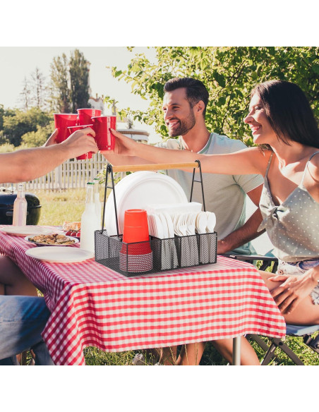 Organizador de Platos de Papel NACIMAX con Mango - 6 Compartimentos