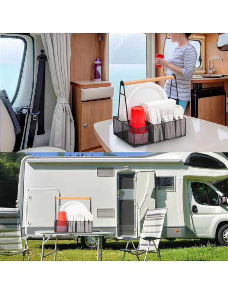 Organizador de Platos de Papel NACIMAX con Mango - 6 Compartimentos