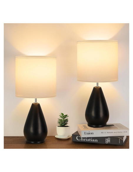 Juego de Lámparas de Mesa Yacoto 2 Piezas Cerámica Negras Juego de Lámparas de Mesa Yacoto 2 Piezas Cerámica Negras
