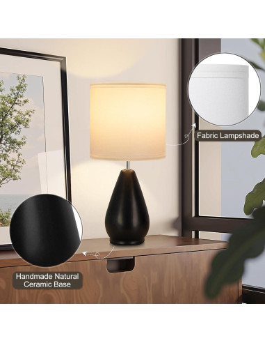 Juego de Lámparas de Mesa Yacoto 2 Piezas Cerámica Negras
