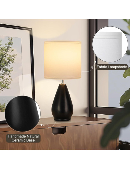 Juego de Lámparas de Mesa Yacoto 2 Piezas Cerámica Negras Juego de Lámparas de Mesa Yacoto 2 Piezas Cerámica Negras