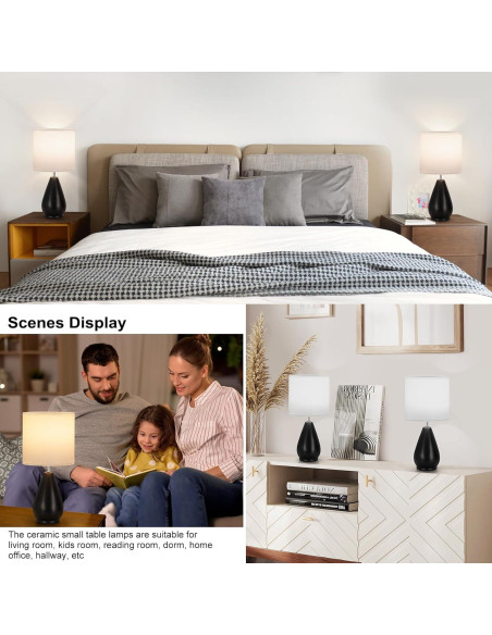 Juego de Lámparas de Mesa Yacoto 2 Piezas Cerámica Negras Juego de Lámparas de Mesa Yacoto 2 Piezas Cerámica Negras