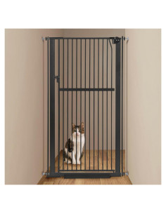 Puerta para Mascotas Extra Alta Keeric 150 cm Negra con Doble Cerradura