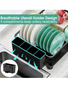 Escurridor de Platos Hiviweer Negro 40x32x14.5 cm Resistente 2