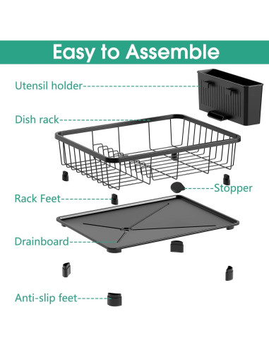 Escurridor de Platos Hiviweer Negro 40x32x14.5 cm Resistente
