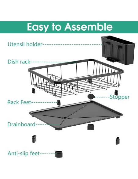 Escurridor de Platos Hiviweer Negro 40x32x14.5 cm Resistente
