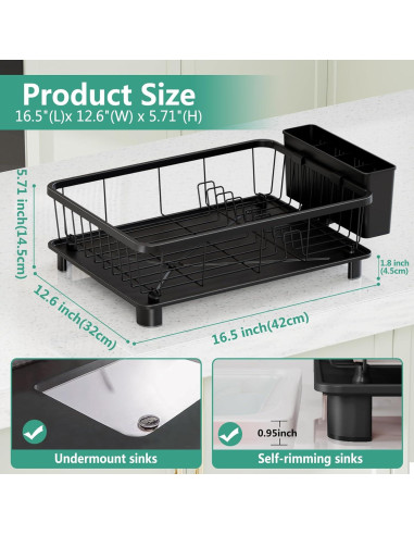 Escurridor de Platos Hiviweer Negro 40x32x14.5 cm Resistente