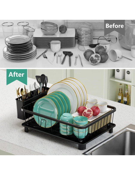 Escurridor de Platos Hiviweer Negro 40x32x14.5 cm Resistente