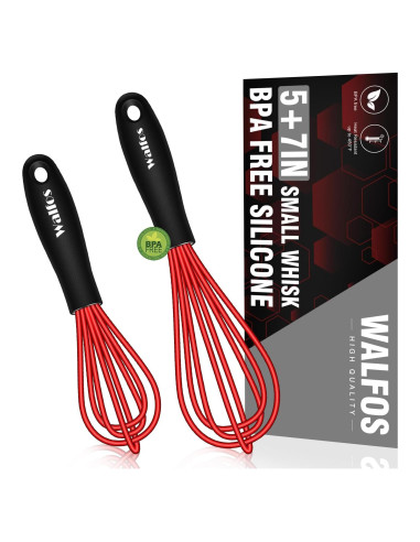 Batidor Mini Walfos Rojo 5 y 7 pulgadas Silicona Antideslizante