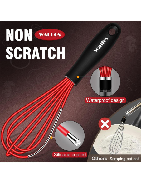 Batidor Mini Walfos Rojo 5 y 7 pulgadas Silicona Antideslizante