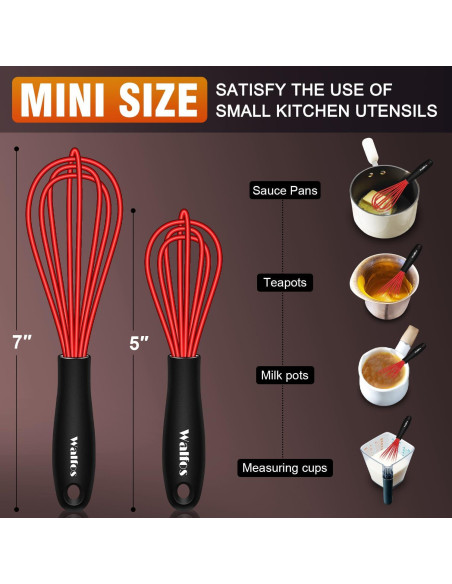 Batidor Mini Walfos Rojo 5 y 7 pulgadas Silicona Antideslizante