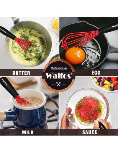 Batidor Mini Walfos Rojo 5 y 7 pulgadas Silicona Antideslizante