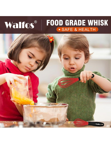 Batidor Mini Walfos Rojo 5 y 7 pulgadas Silicona Antideslizante