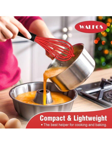 Batidor Mini Walfos Rojo 5 y 7 pulgadas Silicona Antideslizante