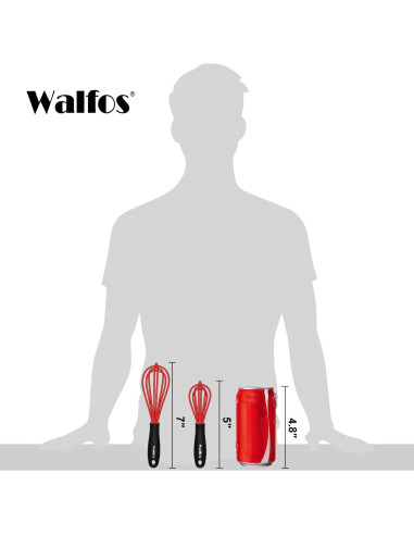 Batidor Mini Walfos Rojo 5 y 7 pulgadas Silicona Antideslizante