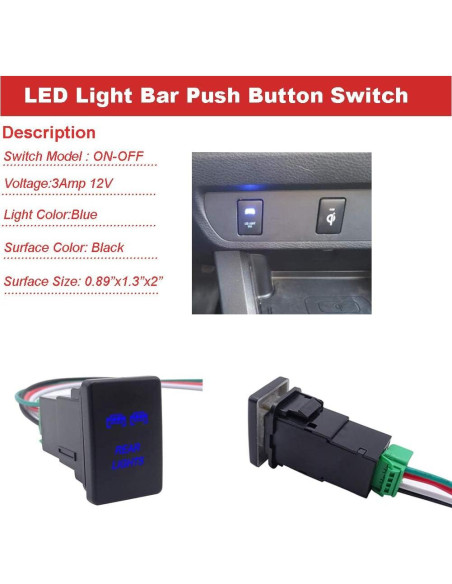 Interruptor pulsador LED Igersaw 12V para Toyota - Azul