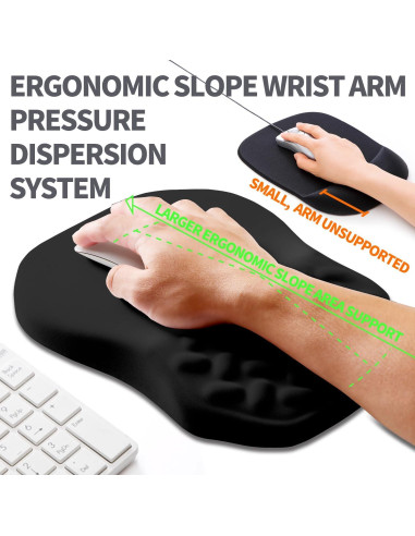 Soporte de Muñeca Ergonómico Armanza con Masaje 30x20 cm Negro