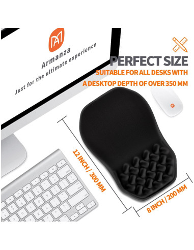 Soporte de Muñeca Ergonómico Armanza con Masaje 30x20 cm Negro