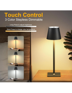 Lámpara de Mesa Recargable LED FenFud 2 Paquete Negro 2