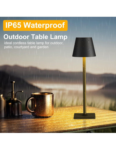 Lámpara de Mesa Recargable LED FenFud 2 Paquete Negro