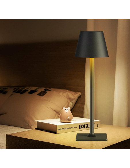 Lámpara de Mesa Recargable LED FenFud 2 Paquete Negro