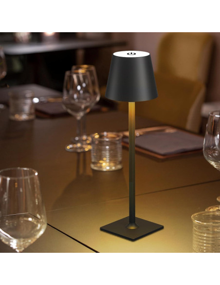 Lámpara de Mesa Recargable LED FenFud 2 Paquete Negro