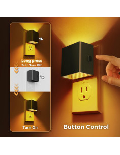 Luz Nocturna LED Regulable L LOHAS 2-Pack Ámbar 1800K 2