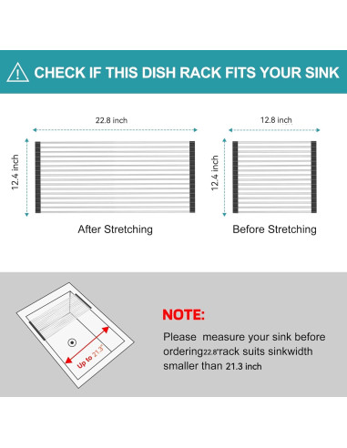 Estante de Secado de Platos Expandible BBXTYLY Acero Inoxidable
