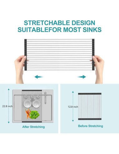 Estante de Secado de Platos Expandible BBXTYLY Acero Inoxidable