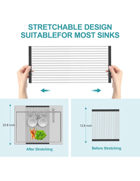 Estante de Secado de Platos Expandible BBXTYLY Acero Inoxidable