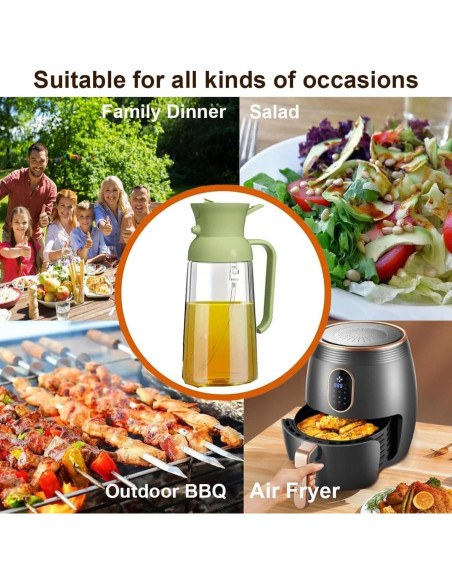 Rociador de Aceite RFetomax 550ml Vidrio Verde Claro