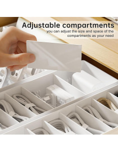 Caja Organizadora de Cables PAVSTINE Blanca con Compartimentos Ajustables 2