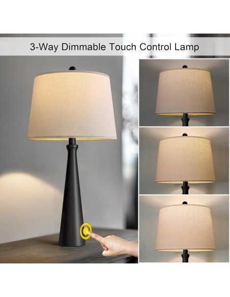 Lámpara de Mesa Oneach 65 cm Negra con Control Táctil Dimmable