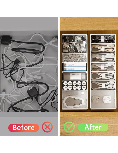 Caja Organizadora de Cables PAVSTINE Blanca con Compartimentos Ajustables Caja Organizadora de Cables PAVSTINE Blanca con Compartimentos Ajustables