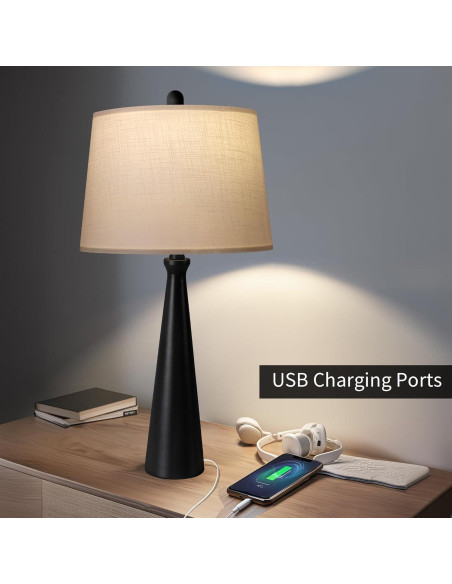 Lámpara de Mesa Oneach 65 cm Negra con Control Táctil Dimmable