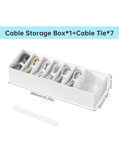 Caja Organizadora de Cables PAVSTINE Blanca con Compartimentos Ajustables