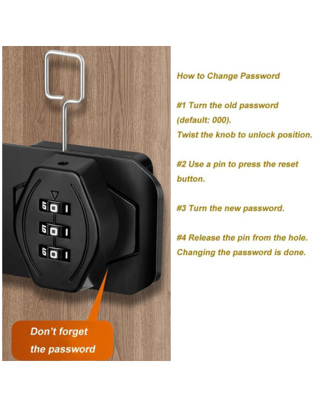 Cerradura de Armario ETEKJOY Sin Llave 3 Dígitos Cobre Antiguo