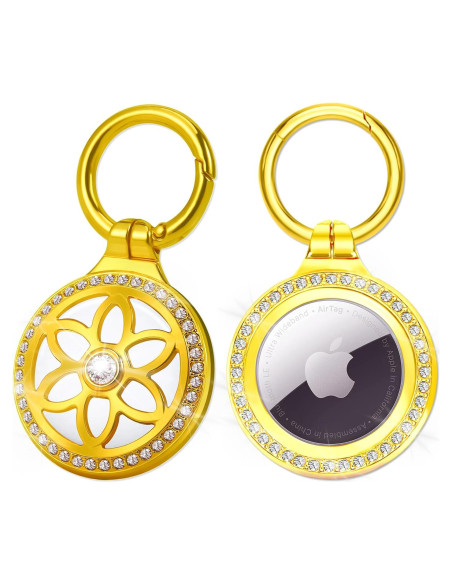 Soporte Llavero Metalico DEERLET para Apple AirTag - 2 Piezas Dorado
