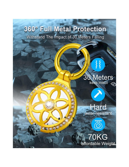 Soporte Llavero Metalico DEERLET para Apple AirTag - 2 Piezas Dorado