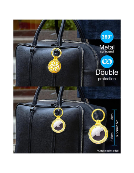 Soporte Llavero Metalico DEERLET para Apple AirTag - 2 Piezas Dorado