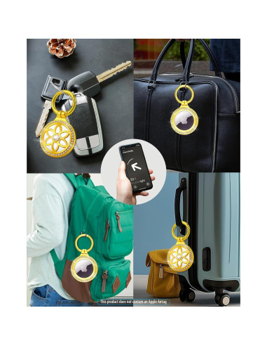 Soporte Llavero Metalico DEERLET para Apple AirTag - 2 Piezas Dorado