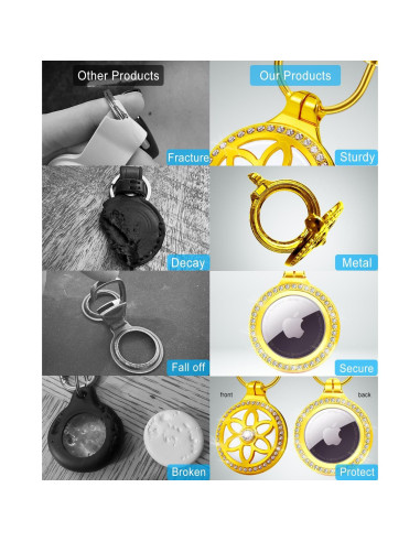 Soporte Llavero Metalico DEERLET para Apple AirTag - 2 Piezas Dorado