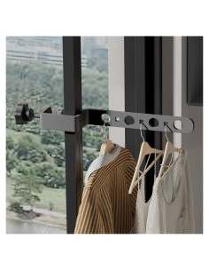 Secador de Ropa Plegable Boxonly 7 Agujeros Negro Aluminio